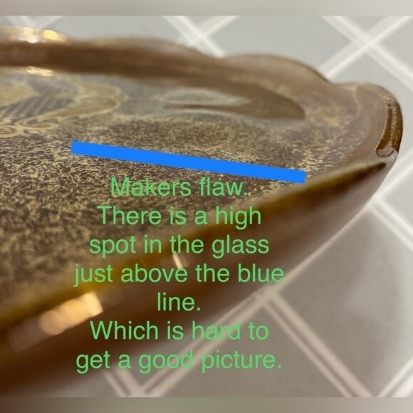 MCM Georges Briard Bronze Brown Gold Scallop Edge Footed Cake Stand Round Plate - Picture 11 of 11